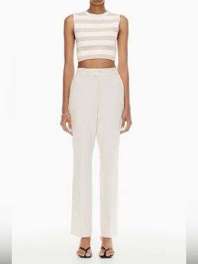 NWT Aritzia Babaton Publish Cream High-Rise Trousers Pants